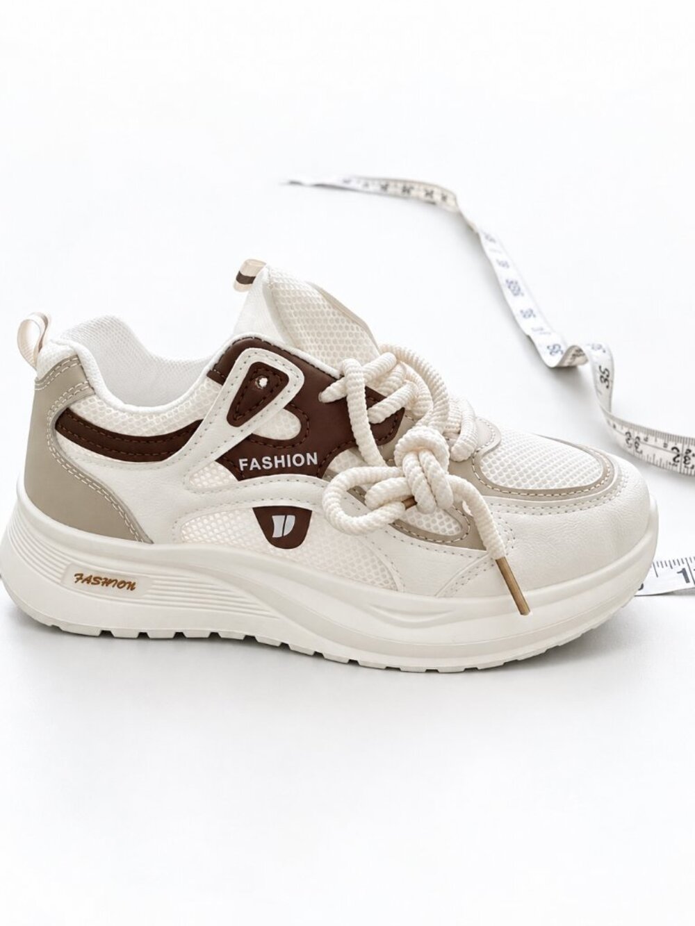 NEW Cream Beige Brown Chunky Mesh Sneakers EU 36 - Picture 4 of 8